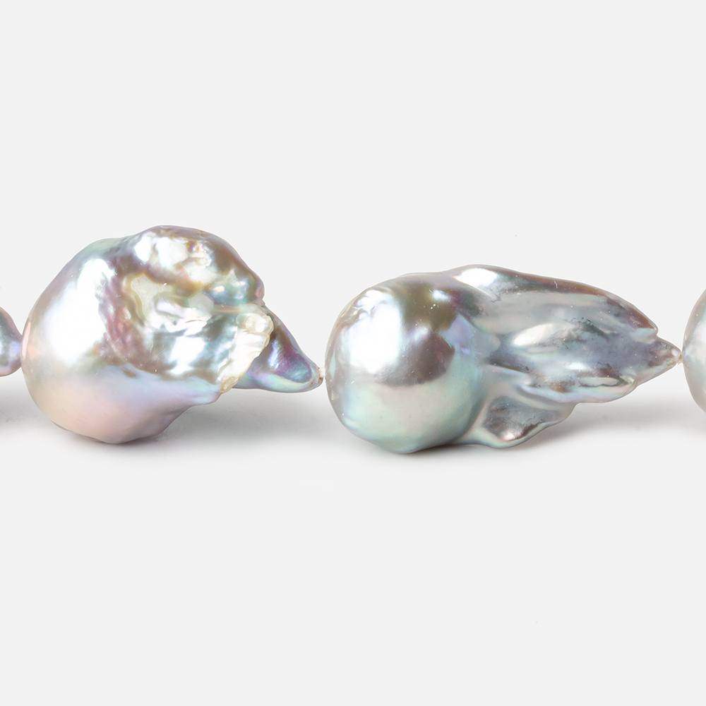 15.5-16mm Silver Ultra Baroque Freshwater Pearls 16.5 inch 14 pcs .8mm drill hole AAA