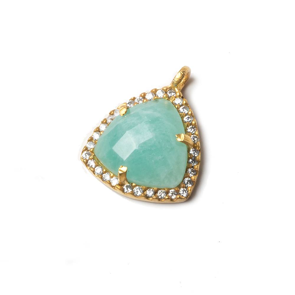 15.5mm Vermeil Bezel White CZ and Amazonite Triangle Pendant 1 piece