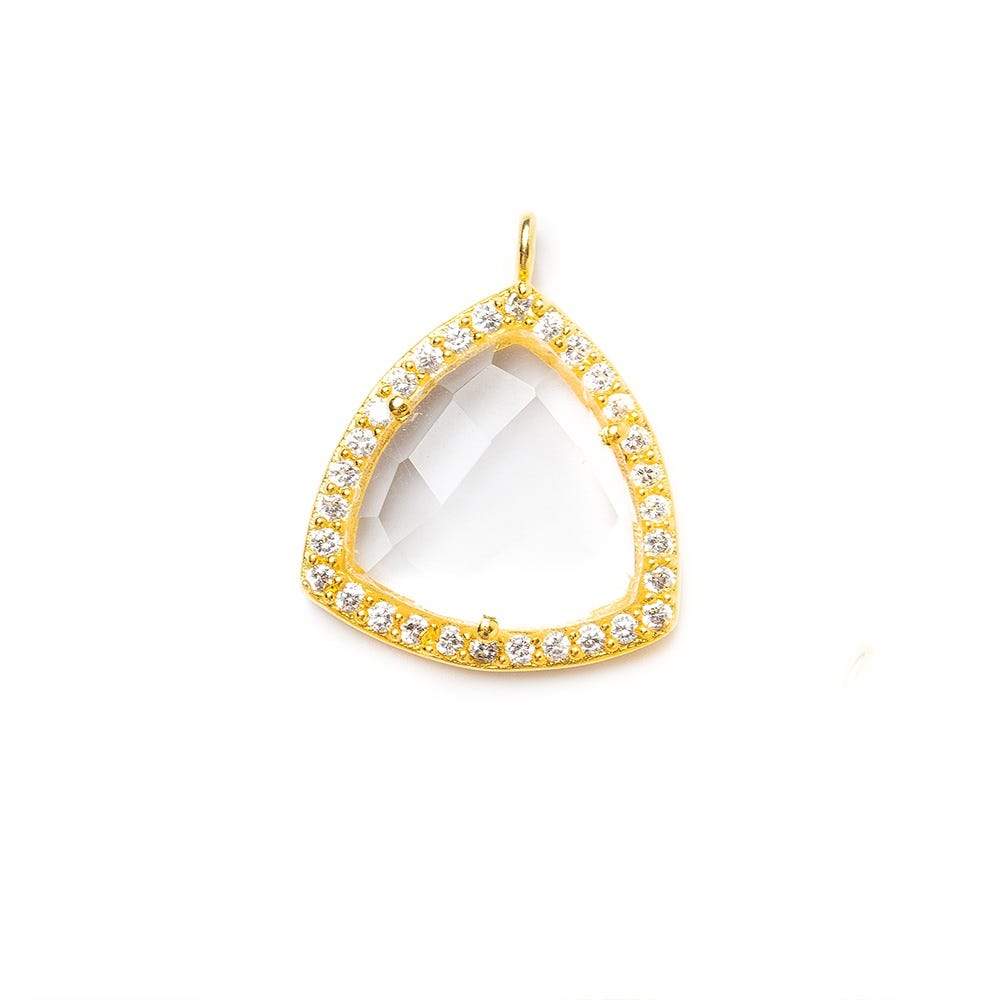 15.5mm Vermeil Bezel White CZ and Crystal Quartz Triangle Pendant 1 piece
