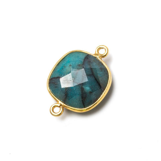 15.5mm Vermeil Bezel Chrysocolla faceted cushion Connector 1 piece