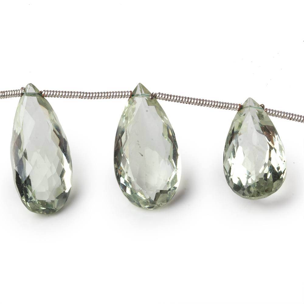 15.5x10-21.5x10mm Prasiolite pavilion faceted pears 6 inch 9 beads AAA