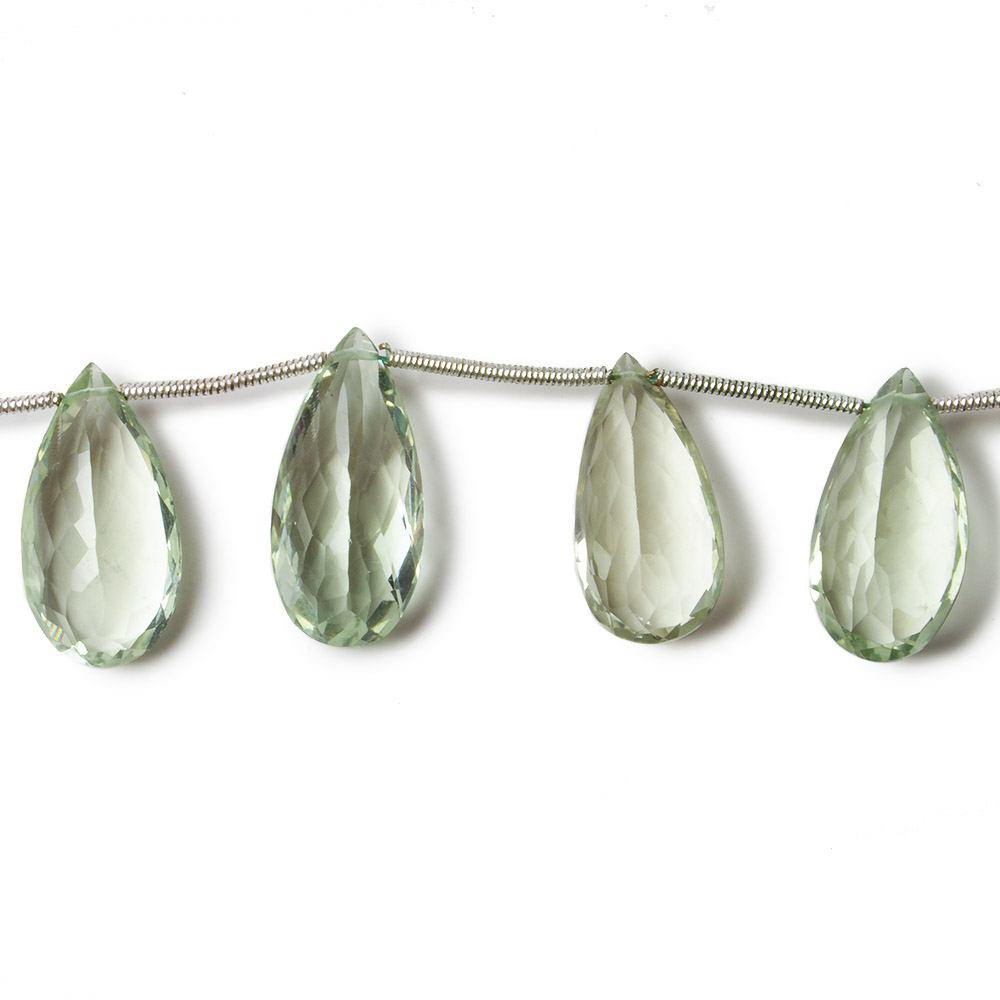 15.5x10-21.5x10mm Prasiolite pavilion faceted pears 6 inch 9 beads AAA