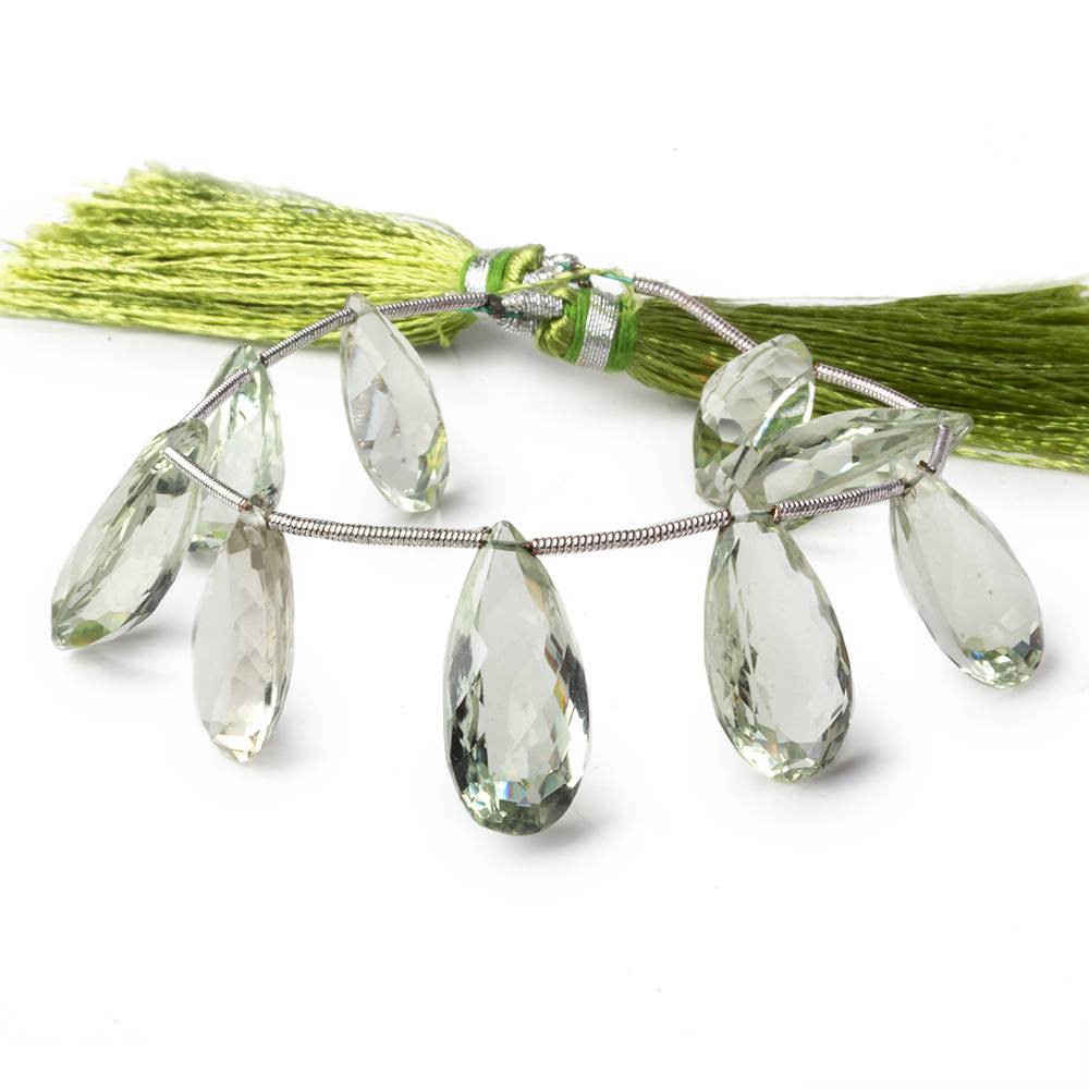15.5x10-21.5x10mm Prasiolite pavilion faceted pears 6 inch 9 beads AAA