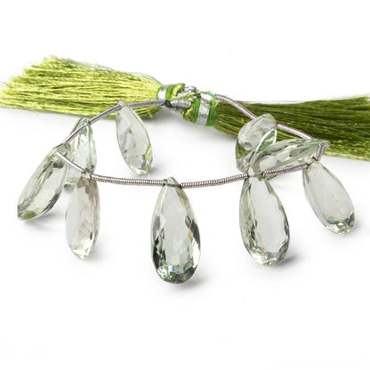 15.5x10-21.5x10mm Prasiolite pavilion faceted pears 6 inch 9 beads AAA