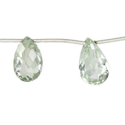 15.5x10-21.5x10mm Prasiolite pavilion faceted pears 6 inch 9 beads AAA