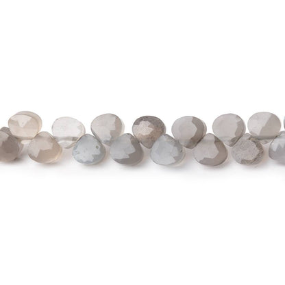 4.5mm Shaded Grey Moonstone Heart Micro-Briolette Beads 6 inch 52 pieces