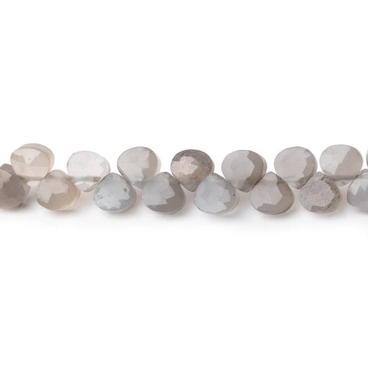 4.5mm Shaded Grey Moonstone Heart Micro-Briolette Beads 6 inch 52 pieces