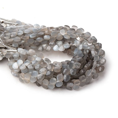 4.5mm Shaded Grey Moonstone Heart Micro-Briolette Beads 6 inch 52 pieces