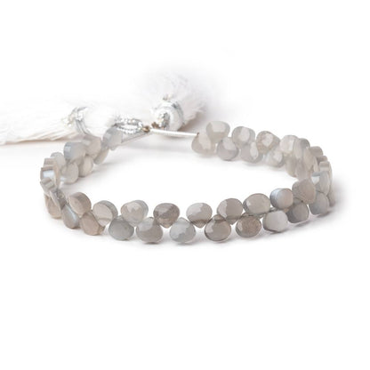 4.5mm Shaded Grey Moonstone Heart Micro-Briolette Beads 6 inch 52 pieces