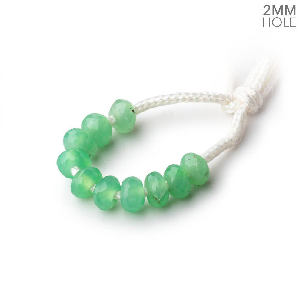 6mm Pale Chrysoprase 2mm Large Hole Faceted Rondelle Set of 10 Beads