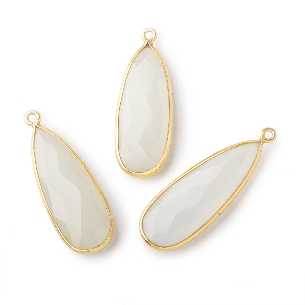 32x12mm Vermeil Bezeled White Moonstone Pear Pendant 1 piece