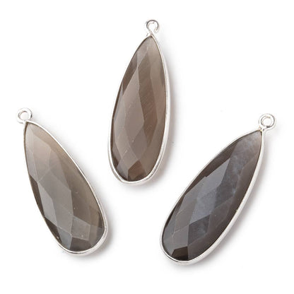 32x12mm Silver .925 Bezeled Platinum Grey Moonstone Pear Pendant 1 piece