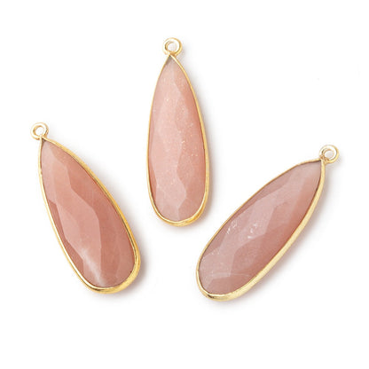 32x12mm Vermeil Bezeled Angel Skin Peach Moonstone Pear Pendant 1 piece