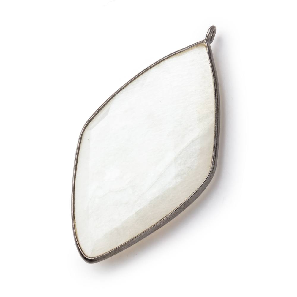 45x24mm Black Gold .925 Bezel White Moonstone faceted Kite Pendant 1 piece