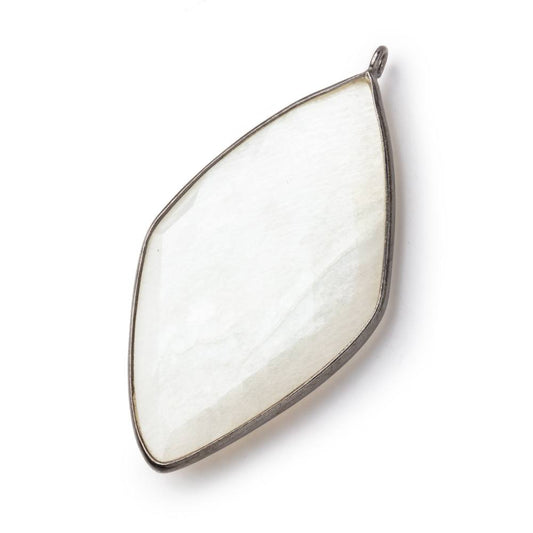 45x24mm Black Gold .925 Bezel White Moonstone faceted Kite Pendant 1 piece