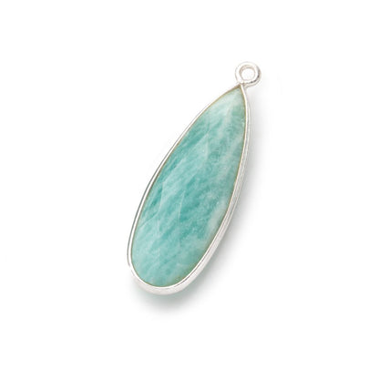 32x12mm Silver .925 Bezeled Amazonite Pear Pendant 1 piece