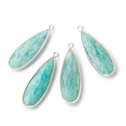 32x12mm Silver .925 Bezeled Amazonite Pear Pendant 1 piece