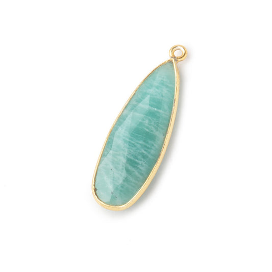 32x12mm Vermeil Bezeled Amazonite Pear Pendant 1 piece