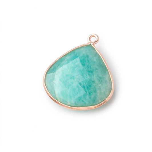 22mm Rose Gold Bezel Amazonite Heart Pendant 1 piece