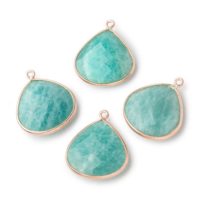 22mm Rose Gold Bezel Amazonite Heart Pendant 1 piece