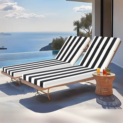 2PCS Patio Lounge Chair Cushions w/ Ties for Outdoor Comfort