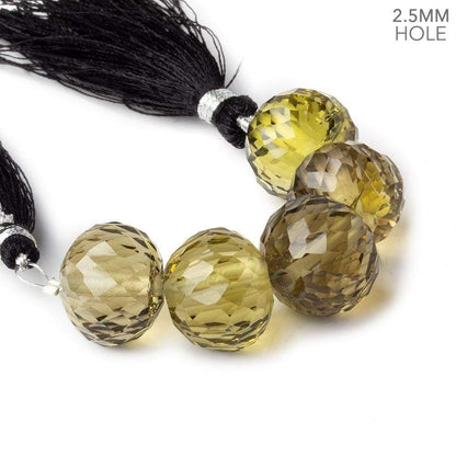 15mm - 16mm Honey Quartz 2.5mm large hole concave faceted rondelles 5 beads AAA