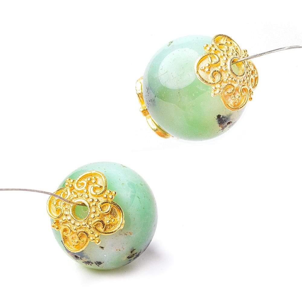 15mm 22kt Gold plated Copper Moroccan Scroll Bead Cap 8 inch 64 pieces