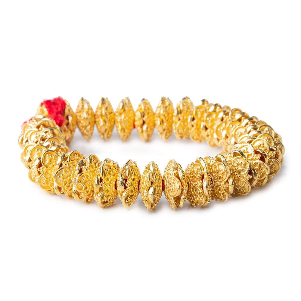 15mm 22kt Gold plated Copper Moroccan Scroll Bead Cap 8 inch 64 pieces