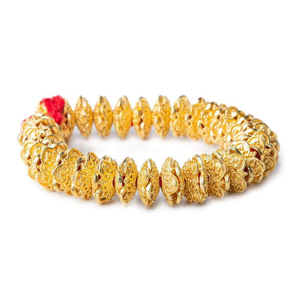 15mm 22kt Gold plated Copper Moroccan Scroll Bead Cap 8 inch 64 pieces