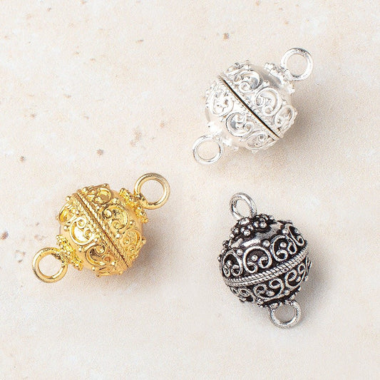 15mm Bali Design Round Magnetic Clasp 1 piece