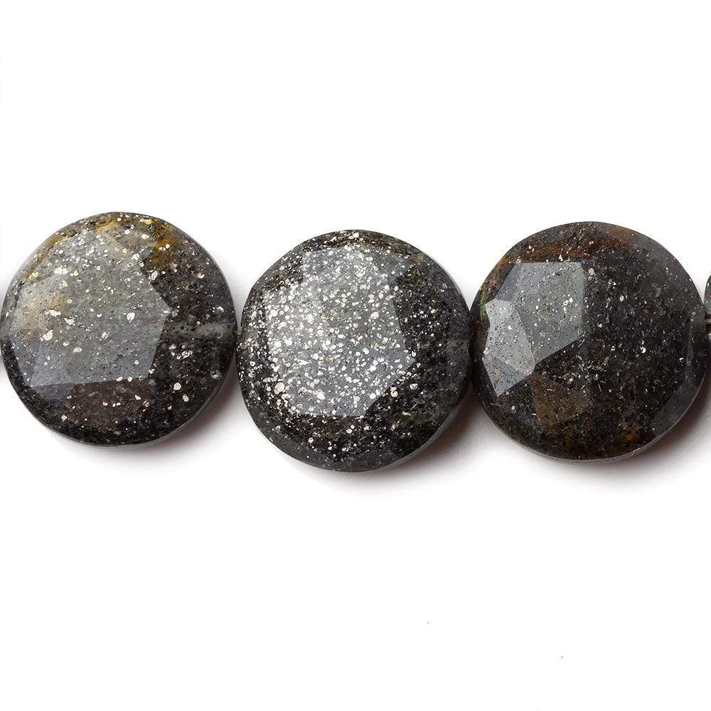 15mm Celestial Quartz faceted coin beads 8.5 inch 15 pieces