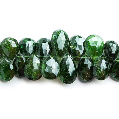 9x7-15x9mm Chrome Green Tourmaline Faceted Pear Beads 7 inch 52 beads