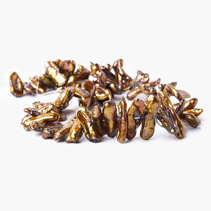 15mm Copper Freshwater Pearl Side Drilled Biwa