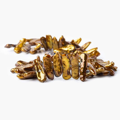 15mm Copper Side Drilled Biwa Freshwater Pearl