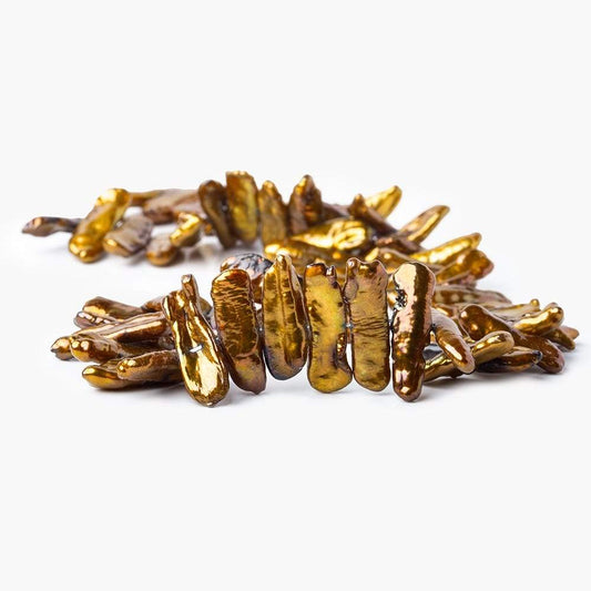 15mm Copper Side Drilled Biwa Freshwater Pearl