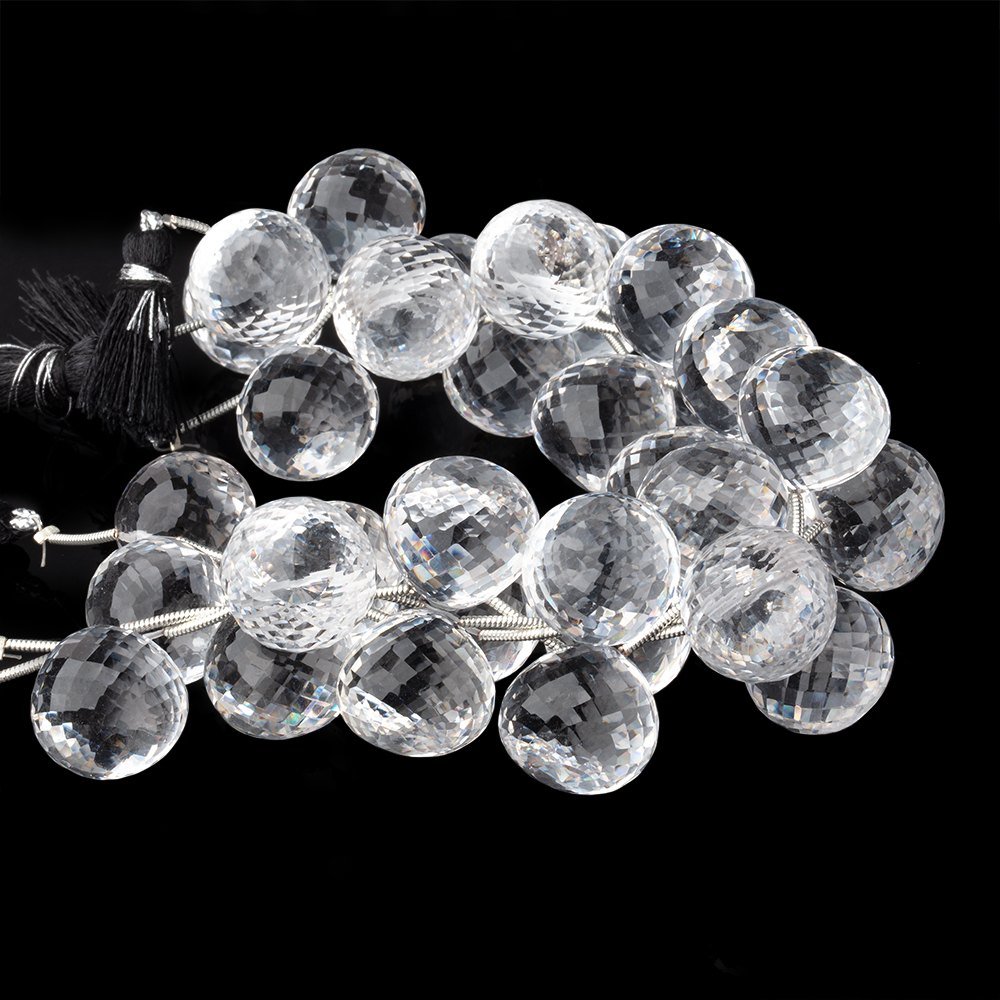 15mm Crystal Quartz Faceted Candy Kiss Beads 7 inch 11 pieces