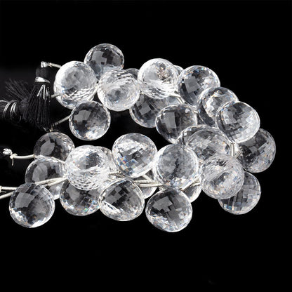 15mm Crystal Quartz Faceted Candy Kiss Beads 7 inch 11 pieces