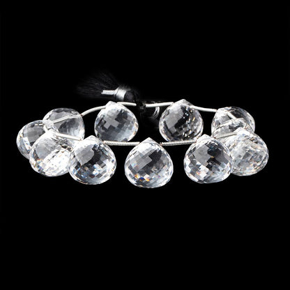 15mm Crystal Quartz Faceted Candy Kiss Beads 7 inch 11 pieces