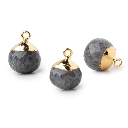 15mm Gold Leafed Celestial Quartz Faceted Candy Kiss Focal Bead 1 piece