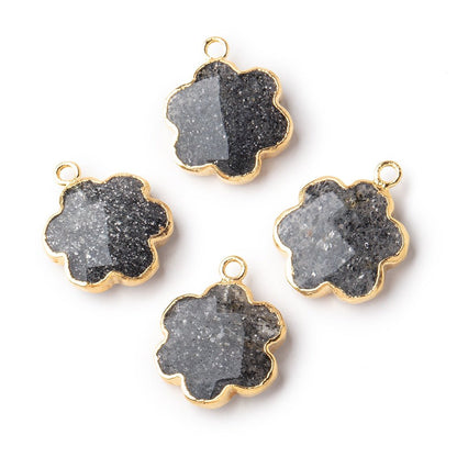 15mm Gold Leafed Celestial Quartz Faceted Flower Focal Pendant 1 piece