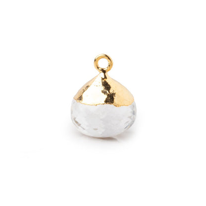 15mm Gold Leafed Crystal Quartz Faceted Candy Kiss Focal Bead 1 piece