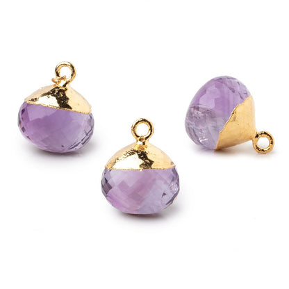 15mm Gold Leafed Pink Amethyst Faceted Candy Kiss Focal Bead 1 piece