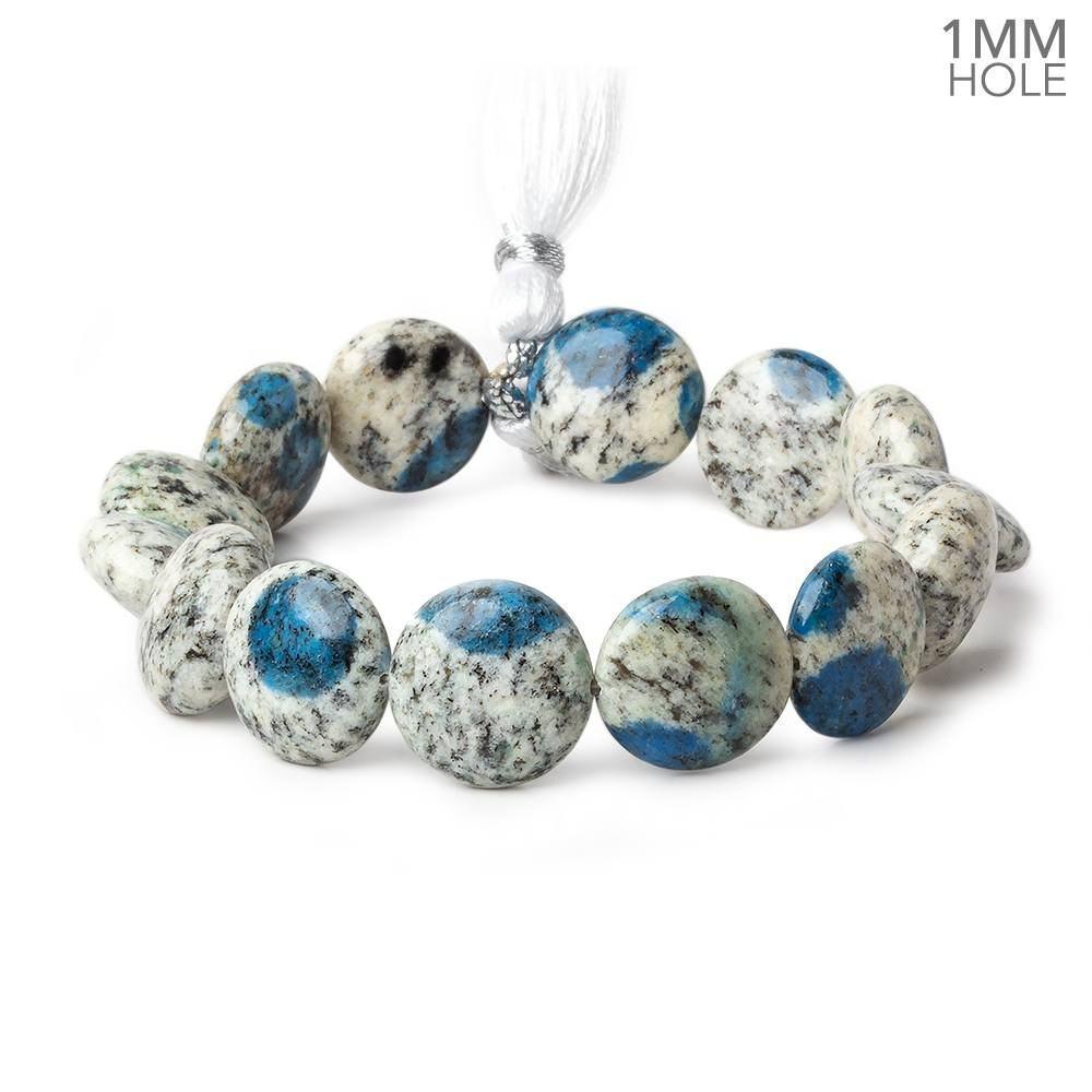 15mm K2 plain coin beads 8 inch 14beads 1mm hole