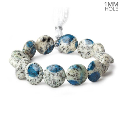 15mm K2 plain coin beads 8 inch 14beads 1mm hole