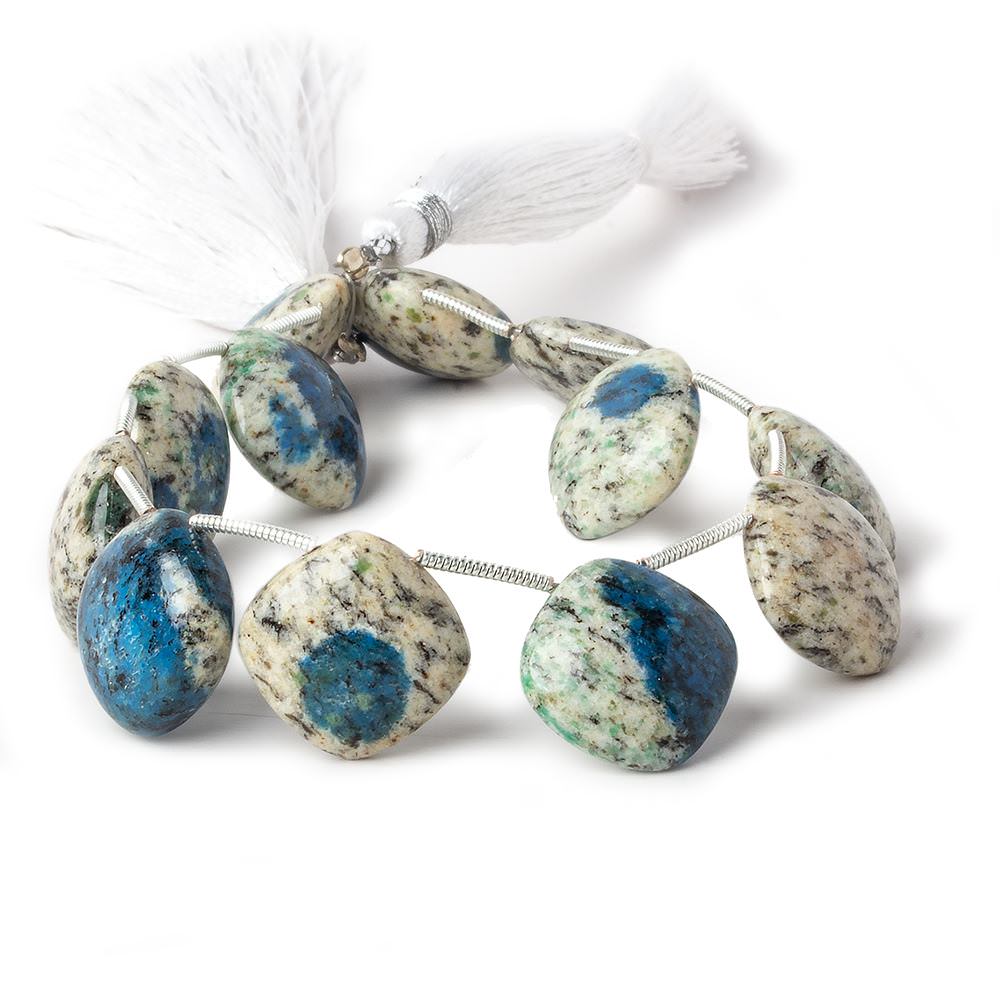 15mm K2 Azurite Granite "K2 Jasper" plain pillow beads 8 inch 12 pieces