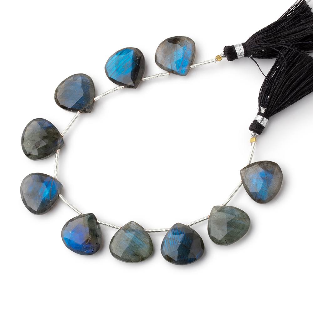 15mm Labradorite Faceted Heart Beads 6 inch 10 pieces