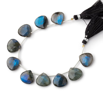 15mm Labradorite Faceted Heart Beads 6 inch 10 pieces