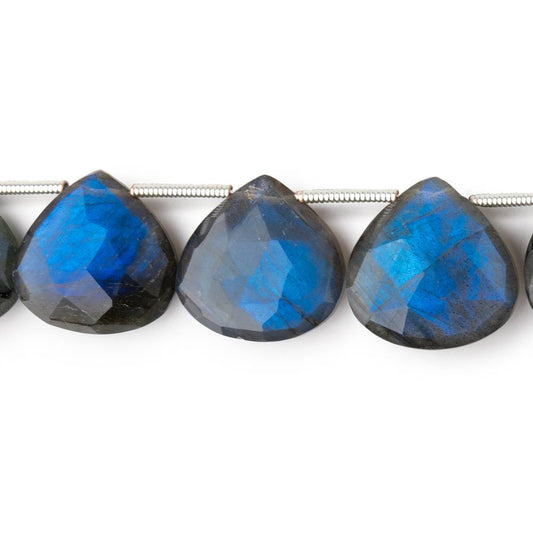 15mm Labradorite Faceted Heart Beads 6 inch 10 pieces