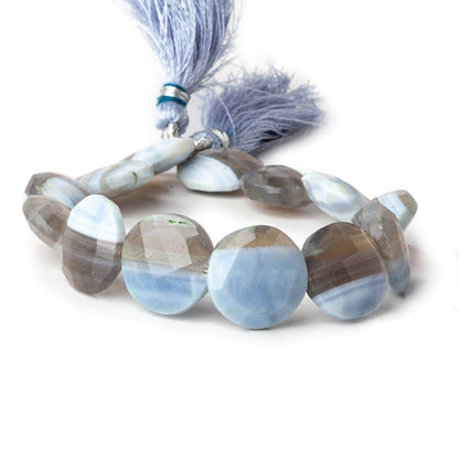 15mm Owyhee Natural Blue Opal faceted coins 8 inch 13 beads A