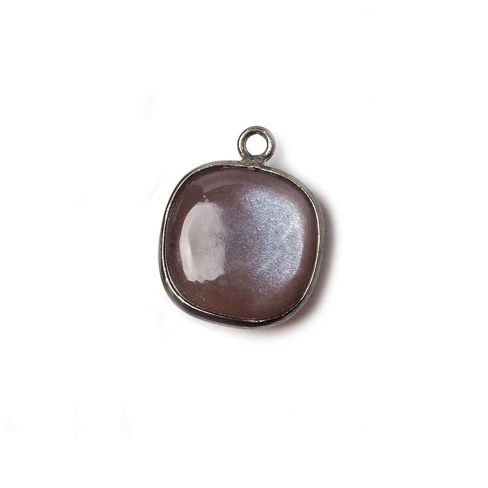15mm Black Gold Bezel Chocolate Moonstone plain square pendant 1 bead